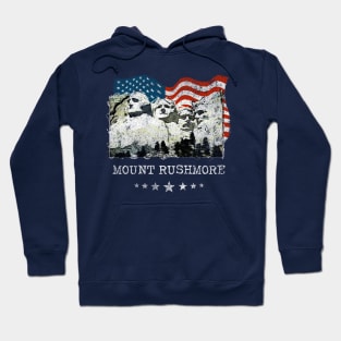 Mount Rushmore Distressed Vintage Patriots Flag Tee Hoodie